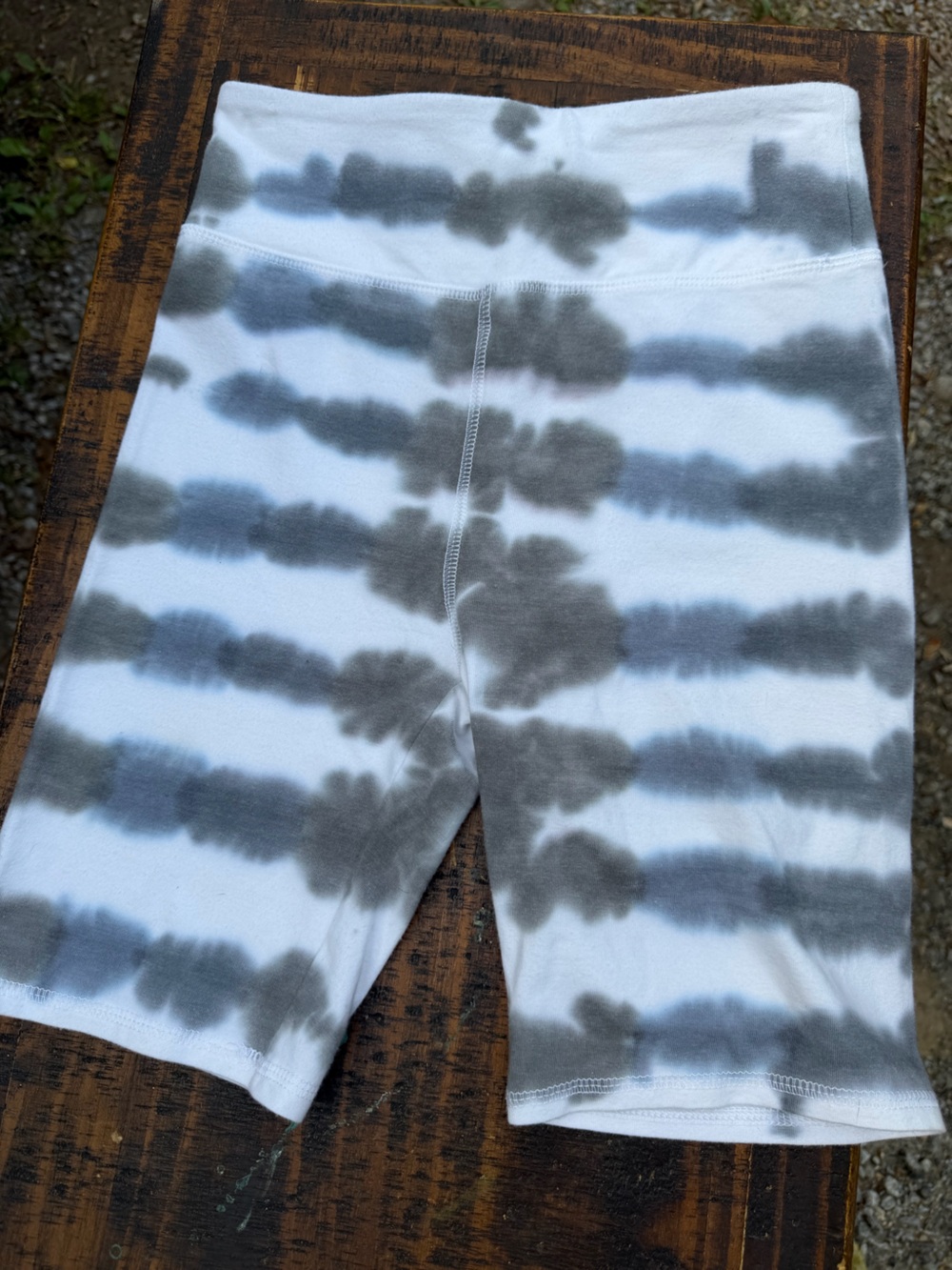 SO White and Gray Tie-Dye Kids Bike Shorts